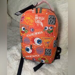 Von Dutch Vibrant Orange Backpack with Bold Graphics